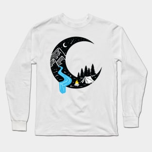 Crescent Moon and Camping Long Sleeve T-Shirt